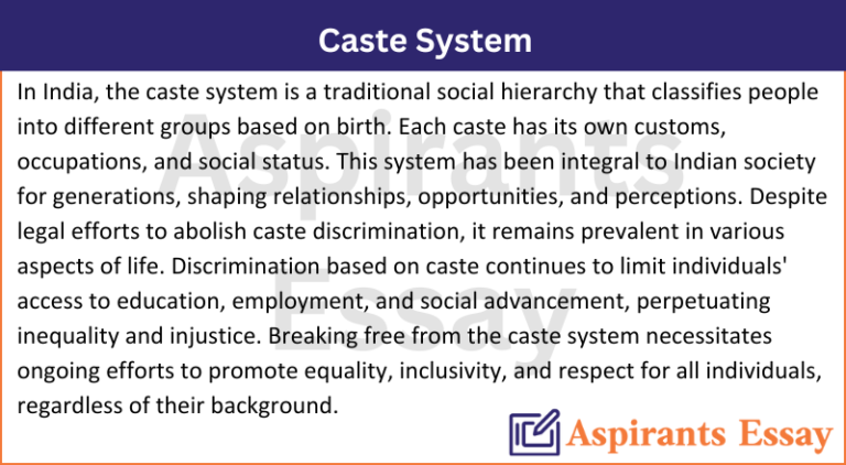 Castle System Paragraph on Caste System in English (100, 150, 200, 250 Words)