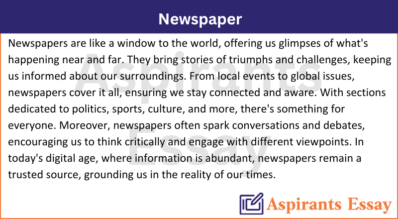 Newspaper Paragraph