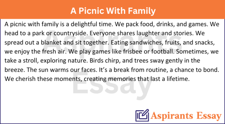 Paragraph on A Picnic With Family
