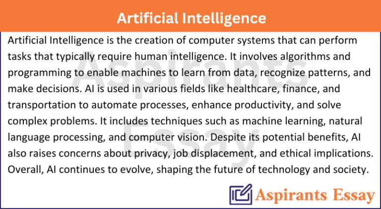 Paragraph on Artificial Intelligence