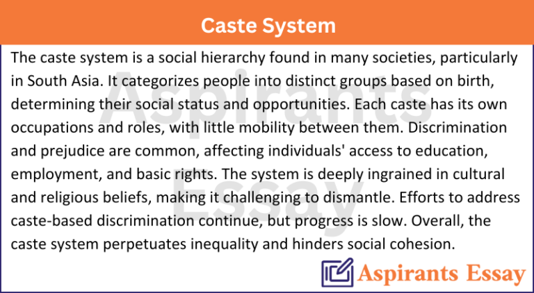 Paragraph on Caste System