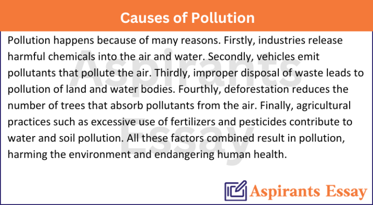Paragraph on Causes of Pollution