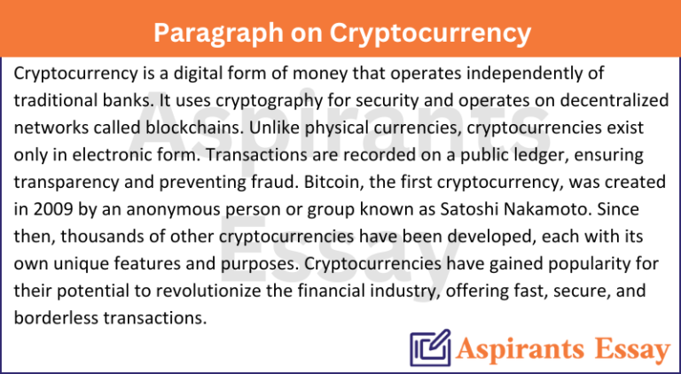 Paragraph on Cryptocurrency