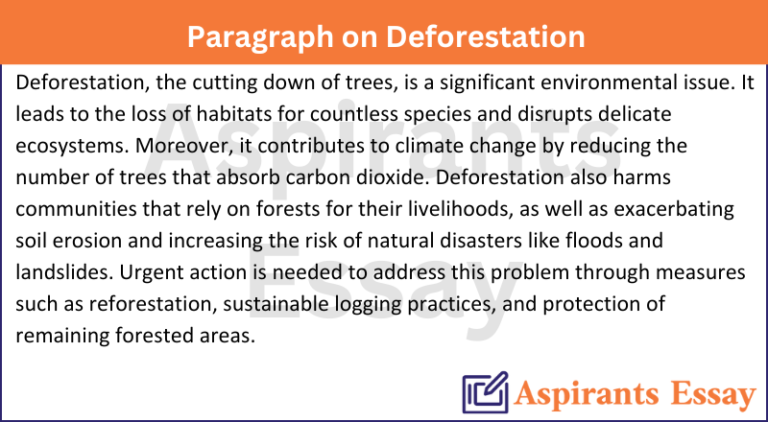 Paragraph on Deforestation