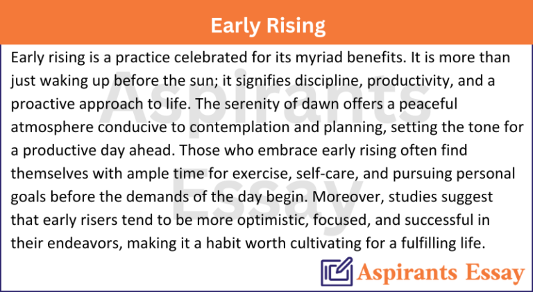 Paragraph on Early Rising