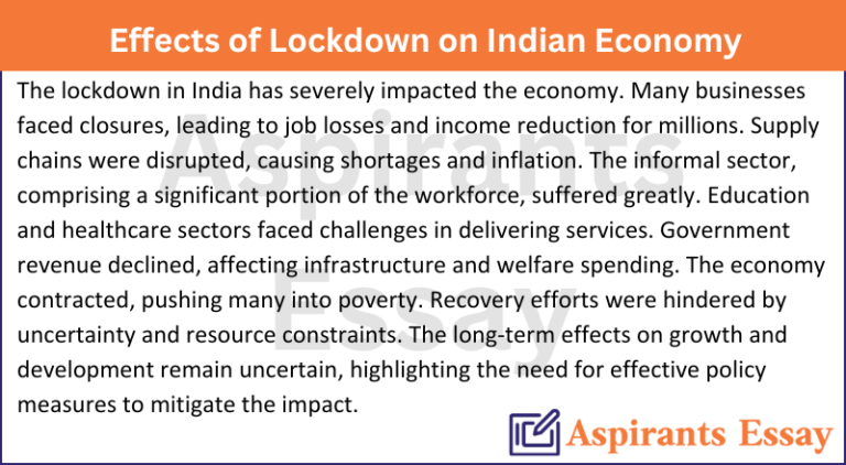 Paragraph on Effects of Lockdown on Indian Economy