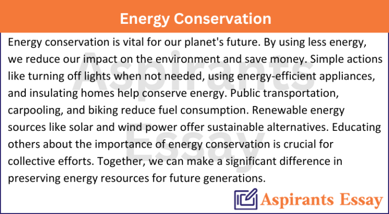Paragraph on Energy Conservation