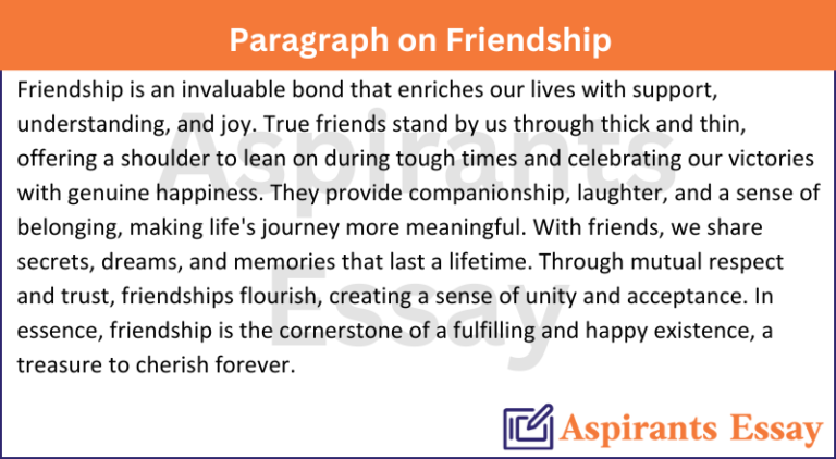 Paragraph on Friendship