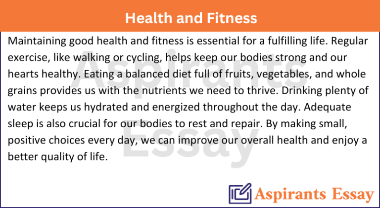 Paragraph on Health and Fitness