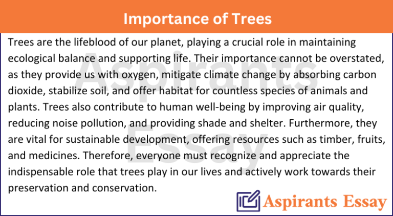 Paragraph on Importance of Trees