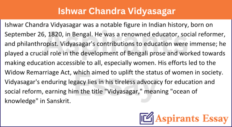 Paragraph on Ishwar Chandra Vidyasagar