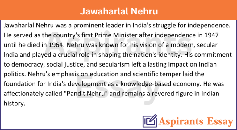 Paragraph on Jawaharlal Nehru