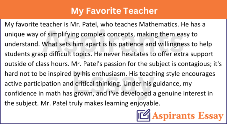 Paragraph on My Favorite Teacher