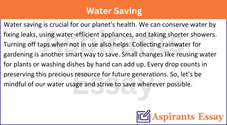 Paragraph on Water Saving
