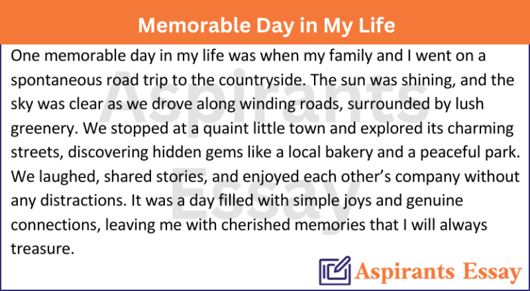 Paragraph on a Memorable Day in My Life