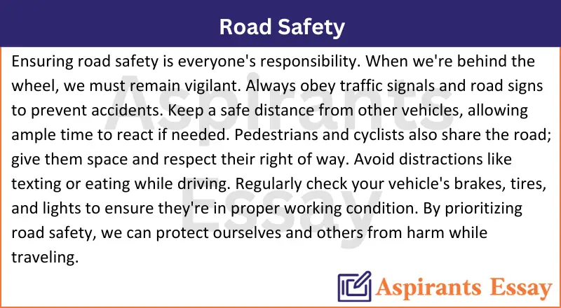 Road Safety Paragraph