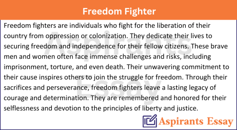 Paragraph on Freedom Fighter