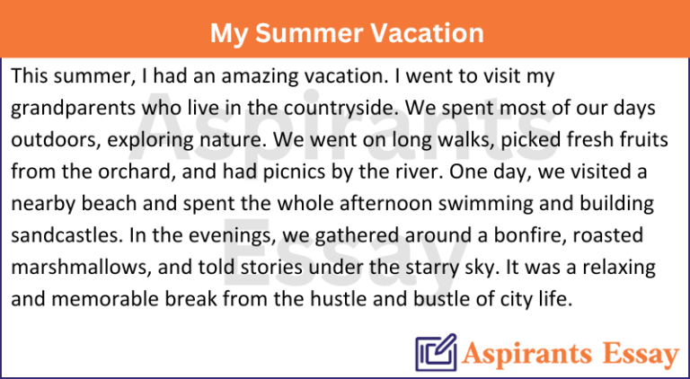 Paragraph on My Summer Vacation