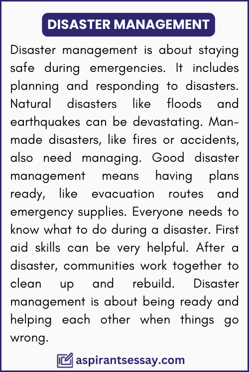 Disaster Management Paragraph