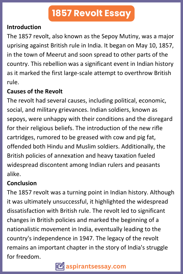 Essay on 1857 Revolt