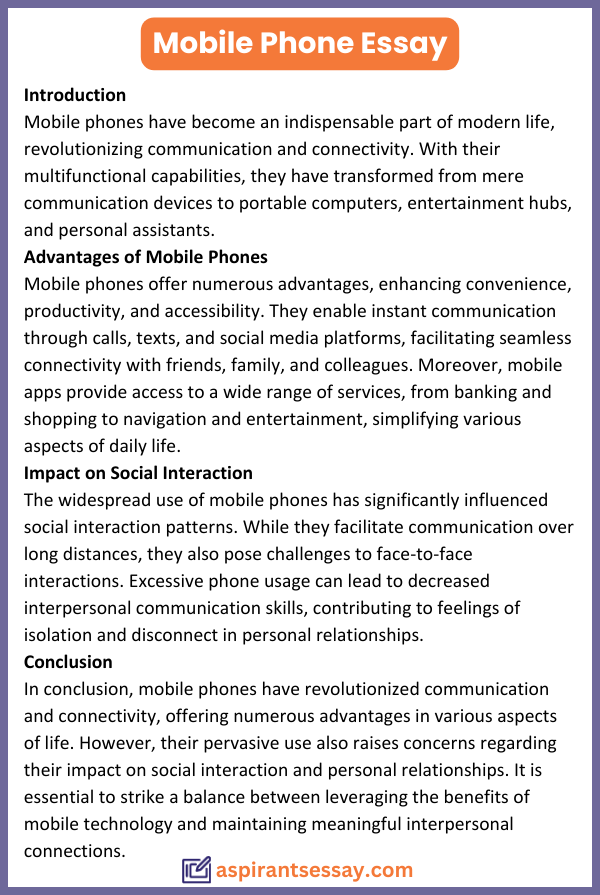 Essay on Mobile Phone