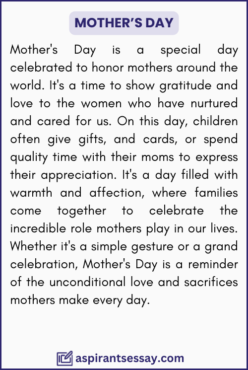 Paragraph on Mother’s Day