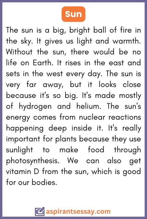 Paragraph on Sun
