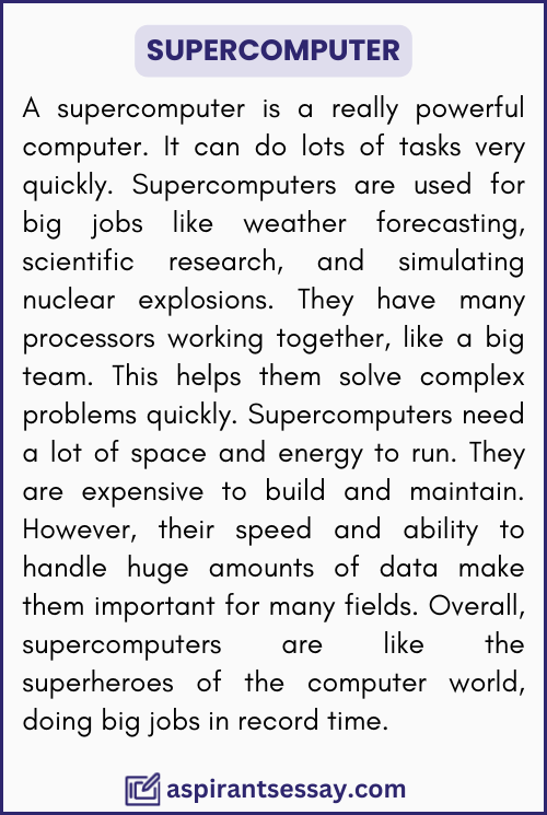 Paragraph on Supercomputer