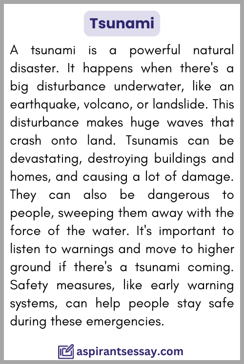 essay on tsunami in 150 words