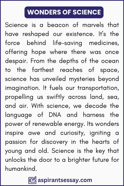 Wonders of Science Paragraph