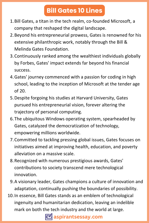 10 Lines About Bill Gates