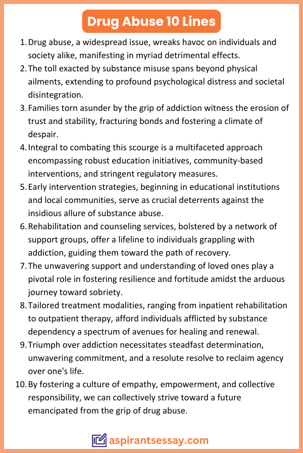 10 Lines About Drug Abuse