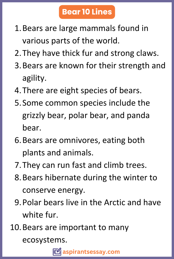 10 Lines on Bear
