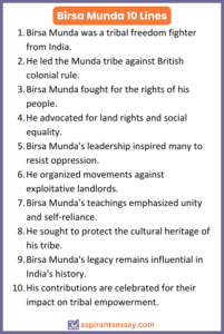 10 Lines on Birsa Munda in English